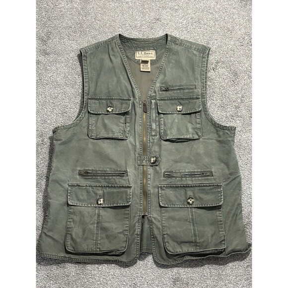 LL Bean Vest Men L Cargo Utility Hunting Fishing Outdoor Vintage Tactical Mesh - Picture 2 of 8